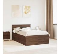 Teenpull Brown Oak Bed Frame with Headboard, 120 x 190 cm, Engineered Wood Structure, slatted Platform Base, Bedroom Support for Mattress, Indoor Use, Modern Sleep Setup, Durable Finish