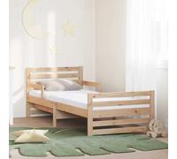 Teenpull Brown Pine Extendable Bed Frame with Headboard and Mattress, 80 x 200 cm, 3 Length Settings, Non Slip Base, Removable Washable Cover for Bedroom, Space Saving Sleep Support