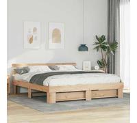 Teenpull Brown Pine Wood Bed Frame with Headboard, King Size 200 x 200 cm, Slatted Platform Base, 208 x 203 x 73 cm, 220 kg Capacity, Easy Assembly for Bedroom and Daily Rest