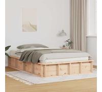 Teenpull Brown Solid Pine Bed Frame 135 x 190 cm Platform Bed, somier Base, Structure for Mattress, Bedroom Support, Sturdy slatted Design, Indoor Use for Adult and Guest Rest