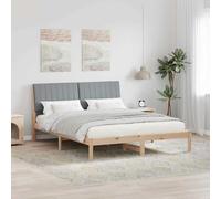 Teenpull Brown Solid Pine Bed Frame 150 x 200 cm, upholstered headboard, slatted Platform Base, 31 cm Height, for Bedroom Rest, Easy Assembly, Supports up to 200 kg
