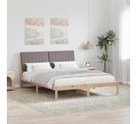 Teenpull Brown Solid Pine Bed Frame 160 x 200 cm, upholstered headboard, slatted Platform Base, 31 cm Height, Supports up to 200 kg, Easy Assembly for Bedroom Comfort and Rest