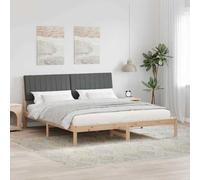 Teenpull Brown Solid Pine Bed Frame 180 x 200 cm with upholstered headboard, slatted Platform Base, 31 cm Height, Bedroom Support, Easy Assembly, Durable Design for Adult Rest