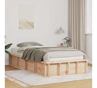 Teenpull Brown Solid Pine Wood Bed Frame 100 x 200 cm Platform Bed, Single Size, Slatted Support for Bedroom, Durable Indoor Sleeping Base with Easy Assembly and Natural Finish
