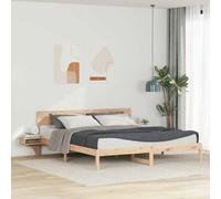 Teenpull Brown Solid Pine Wood Bed Frame 200 x 200 cm Platform Base with Slats for Bedroom, Support for Mattress, Modern Minimal Design, Easy Assembly, 220 kg Load