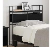 Teenpull Cabecera de Almacenamiento de Madera de ingeniería Roble Negro con estación de Carga, Estructura de Acero, diseño Rectangular, estantes amplios para Dormitorio Moderno