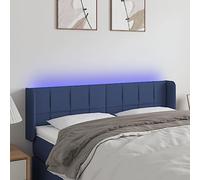 Teenpull Cabecero con LED de Tela Azul 147x16x78/88 cm con Respaldo tapizado Acolchado, Soporte de Madera para Dormitorio Juvenil, Estructura para Cama con Panel Decorativo y función Lectura Descanso