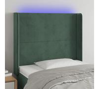 Teenpull Cabecero LED verde oscuro 103 x 16 x 118/128 cm, terciopelo, altura regulable, tira de luz recortable, para dormitorio, diseño moderno