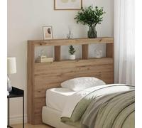Teenpull Cabecero Roble Artisan Madera de ingeniería Panel Respaldo Dormitorio Moderno con luz LED Flexible y Toma USB diseño Minimalista para Descanso y decoración hogar Juvenil