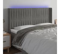Teenpull Cabecero tapizado de Terciopelo Gris Claro con LED Ajustable 203x16x118-128 cm para Dormitorio Juvenil y hogar, Respaldo Acolchado de Madera para Soporte y decoración