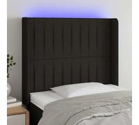 Teenpull Cabecero tapizado Negro con LED Ajustable 103x16x118-128 cm para Dormitorio Juvenil y hogar, Respaldo Acolchado con Soporte de Madera para Cama