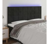 Teenpull Cabecero tapizado Terciopelo Negro 200x5x118/128 cm con Luces LED, Respaldo Acolchado para Cama, Soporte Pared Ajustable, Accesorio decoración Dormitorio Juvenil y hogar