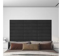 Teenpull Cabeceros de pared de terciopelo negro, 12 unidades, diseño rectangular de 60 x 15 cm, panel de pared para dormitorio, habitación de invitados, hotel, cabecero de cama moderno con montaje