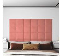 Teenpull Cabeceros de pared de terciopelo rosa, 12 unidades, rectangular, 30 x 1,5 x 30 cm, panel de pared para cabecera de cama, dormitorio, habitación de invitados, habitación juvenil, hotel, con