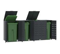 Teenpull Caja para contenedores de basura de acero con recubrimiento en polvo, color antracita, para 4 toneladas, 276 x 79 x 117 cm, con tapa de resorte de gas y rejillas de ventilación, revestimiento