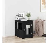 Teenpull Caja para perros, muebles de roble negro, 45 x 62 x 59 cm, material de madera y acero con puerta con cerradura, ahorra espacio, compacto, interior y exterior, refugio para perros de hasta 40