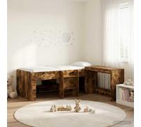 Teenpull Cama Alta Infantil con Escritorio, Estructura de Madera elaborada Roble Ahumado, somier de láminas, Dormitorio de Interior, Montaje fácil, para Estudio y Descanso