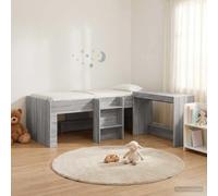 Teenpull Cama Alta Infantil con Escritorio, Estructura de Madera elaborada Sonoma Gris, somier de láminas, lecho con Soporte, 193 x 111 x 68,5 cm, Montaje para Dormitorio con