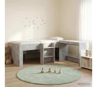 Teenpull Cama Alta para niños con Escritorio, Estructura de Madera elaborada, Gris hormigón, somier de láminas, Base para colchón, Montaje fácil, Uso Interior, 2 Piezas