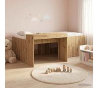 Teenpull Cama Alta para niños con Escritorio Roble Artisan Madera elaborada 90 x 200 cm, Base de láminas, Estructura para Dormitorio Infantil, Montaje Sencillo, Ahorro Espacio, Uso Interior