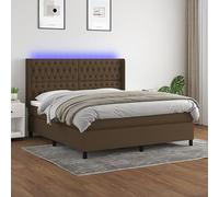 Teenpull Cama Box Spring colchón con Luces LED Tela marrón Oscuro tamaño 160x200cm Estructura Soporte Soporte Cama somier Base Nido abatible para Dormitorio Descanso y Almacenamiento