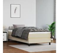 Teenpull Cama Box Spring con colchón de Cuero sintético Crema 90x190 cm Estructura de Madera Plataforma Soporte de Descanso Duradero para Dormitorio Juvenil o Adulto con Nido abatible