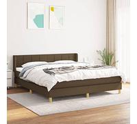 Teenpull Cama Box Spring con colchón de muelles ensacados de 180x200 cm en Tela marrón Oscuro, Estructura de Madera y cabecero Ajustable, Ideal para dormitorios Juveniles y Adultos Que Buscan Confort
