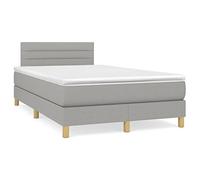 Teenpull Cama Box Spring con colchón de muelles ensacados en Tela Gris Claro tamaño 120x190 cm con cabecero Ajustable Soporte de dureza Media y Protector de Piel para Dormitorio Juvenil o Adulto