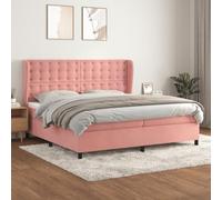 Teenpull Cama Box Spring con colchón de muelles ensacados y cabecero Ajustable en Rosa 200x200 cm para Dormitorio Juvenil Adulto Infantil con Soporte de dureza Media y Funda de Terciopelo Suave