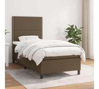 Teenpull Cama Box Spring con colchón de Tela marrón Oscuro 90x190 cm, Estructura de Madera y cabecero Ajustable, Ideal para dormitorios Juveniles y Adultos Que Buscan Confort y en