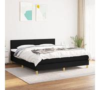 Teenpull Cama Box Spring con colchón Tela Negro 180x200 cm Estructura Soporte con cabecero Ajustable para Dormitorio Juvenil Adulto Infantil con Base tapizada y Nido abatible