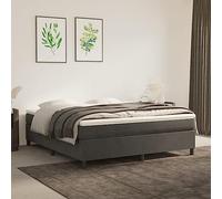 Teenpull Cama Box Spring con colchón Terciopelo Gris Oscuro 160x200 cm, Estructura de Cama tapizada, Base de Soporte, Cama Nido abatible, Soporte de lámina para Dormitorio