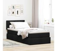 Teenpull Cama canapé tapizada Negra 90 x 190 cm con colchón de firmeza Media, cabecero Ajustable, LED USB, Base elevable y almacenaje bajo Cama para Dormitorio Interior