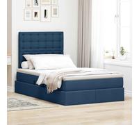 Teenpull Cama con espacio de almacenamiento y LED azul 120 x 200 cm, funda de poliéster, estructura metálica, somier, colchón, cabecero, elevador hidráulico, cama doble moderna para dormitorio y
