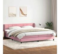 Teenpull Cama con somier con colchones, color rosa, 180 x 210 cm, estructura de cama de terciopelo con cabecero, somier de láminas y colchón, cómodo espacio para dormir para dormitorios y habitaciones