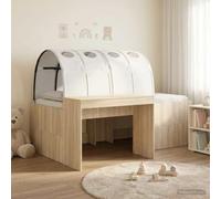 Teenpull Cama con Tunel 3 pcs Oak Artisian and White, Wooden Structure with Integrated Desk, underbed Storage Solutions, Indoor Use for Bedroom, Guest Room, Space Saving Comfort