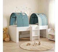 Teenpull Cama con Tunel for Kids and Guest Room, White and Light Blue Engineered Wood Frame, slatted Base, Under Bed Storage, Indoor Use, 203 x 101 x 68.5 cm, Easy Assembly