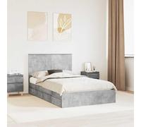 Teenpull Cama de almacenamiento de hormigón gris 135 x 190 cm de madera con somier, cajones de almacenamiento, dormitorio moderno, cama doble con cabecero, estructura duradera, fácil de limpiar