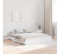 Teenpull Cama de almacenamiento de madera blanca de 140 x 190 cm con 4 cajones, cama de madera resistente con cabecero, cama de almacenamiento para dormitorio, cómoda cama para 2 personas