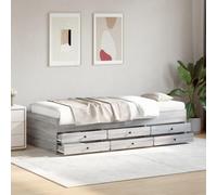 Teenpull Cama de día con cajones sin colchón gris Sonoma 100 x 200 cm, sofá cama versátil con 6 cajones de almacenamiento, estructura robusta de madera