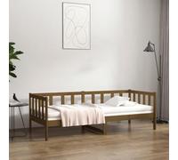 Teenpull Cama de día marrón miel 80 x 200 cm madera maciza de pino, robusta estructura de cama con somier, sofá cama versátil con plataforma, muebles con cabecero, cama de invitados, espacio de