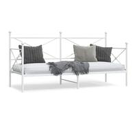 Teenpull Cama de día moderna sin colchón, 90 x 200 cm, marco de acero blanco con somier, espacio de almacenamiento, cama individual estable para dormitorio, salón