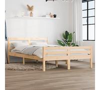 Teenpull Cama de madera maciza de 135 x 190 cm, marco de cama de pino robusto con cabecero estable, base de plataforma moderna, vetas naturales, muebles decorativos para dormitorio para un sueño