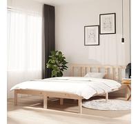 Teenpull Cama de madera maciza de pino macizo de 135 x 190 cm, marco de cama estable con cabecero cómodo, moderno marco de cama para tu dormitorio