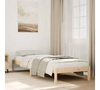 Teenpull Cama de madera maciza extralarga de madera de pino sin tratar, 90 x 220 cm, marco robusto sin colchón, marco estable, cama individual de color natural para dormitorio