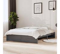 Teenpull Cama de madera maciza gris de 135 x 190 cm, marco de cama de pino con somier, estructura individual estable para dormitorio, base de muebles modernos, plataforma robusta para colchones