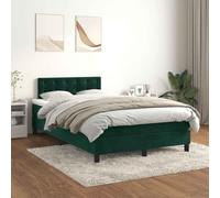 Teenpull Cama de muelles con colchón de Terciopelo Verde Oscuro tamaño 120x200 cm con cabecero Ajustable Soporte de dureza Media y Protector de Piel para un Descanso cómodo y Relajante