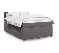 Teenpull Cama Estructura con cabecero Gris 140x190 cm con colchón de muelles ensacados y Cubierta de Cuero sintético Resistente Ideal para dormitorios Juveniles y Adultos con Soporte y fácil Montaje
