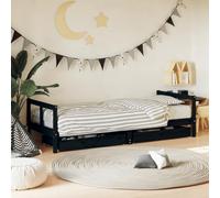 Teenpull Cama infantil con cajones, madera maciza de pino de 80 x 200 cm, estable para habitación infantil de madera con somier, moderna cama auxiliar para un sueño seguro y orden