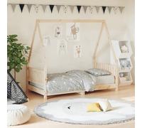 Teenpull Cama infantil de madera maciza de pino, 80 x 160 cm, con somier de láminas estable, diseño para habitación infantil, niños a partir de 4 años, sin tratar, compacta, creciendo un lugar seguro